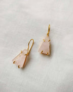Petal Quartz 18K gold plated drop earrings with natural rose quartz stones