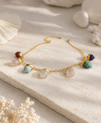 Multi Crystal Charm Gold Necklace