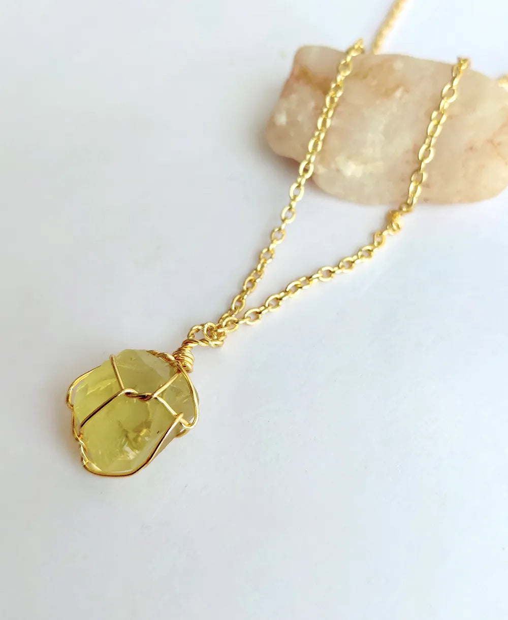 Natural Lemon Quartz Necklace