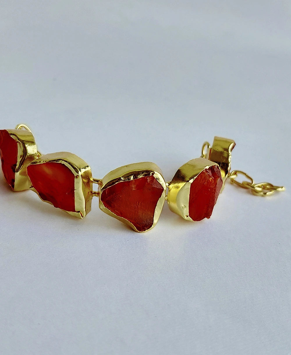 Carnelian Gemstone Gold Bracelet
