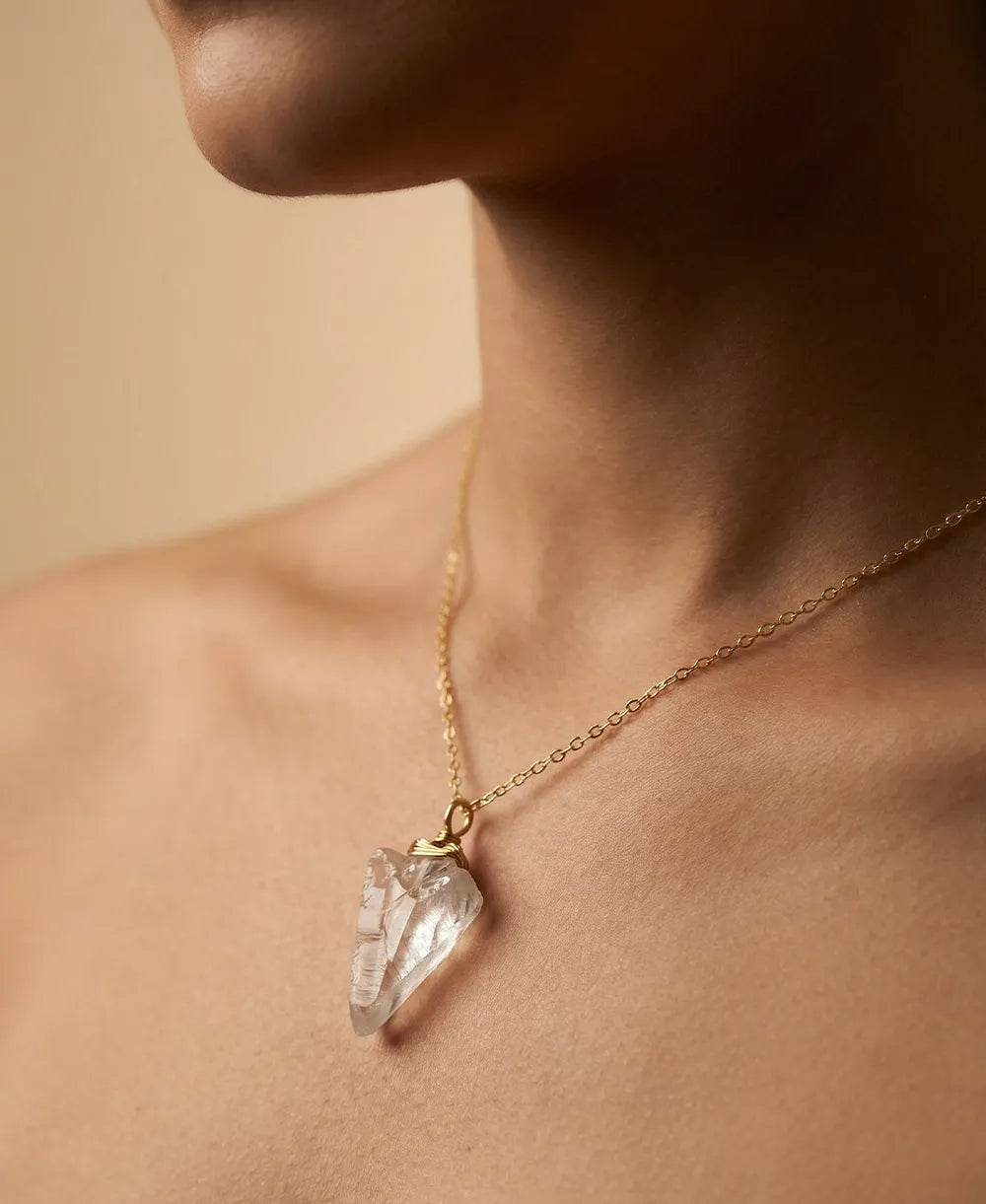 Clear Quartz Statement Pendant Necklace