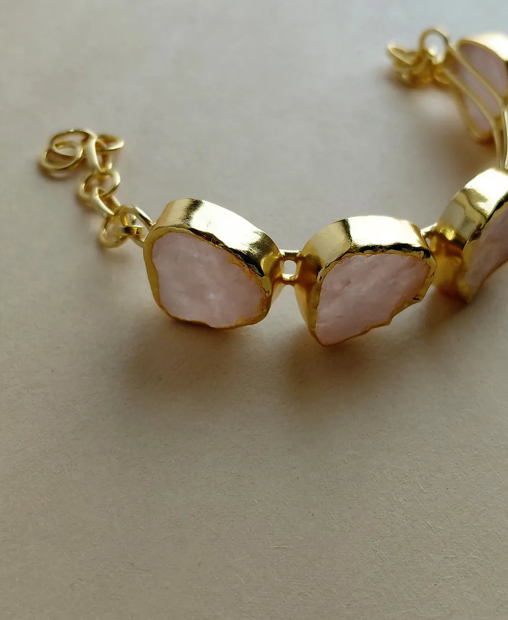 Blush Bloom Rose Quartz 18K Gold Plated Bracelet