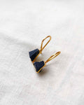 Noir Muse 18K gold plated black stone drop earrings with geometric charms