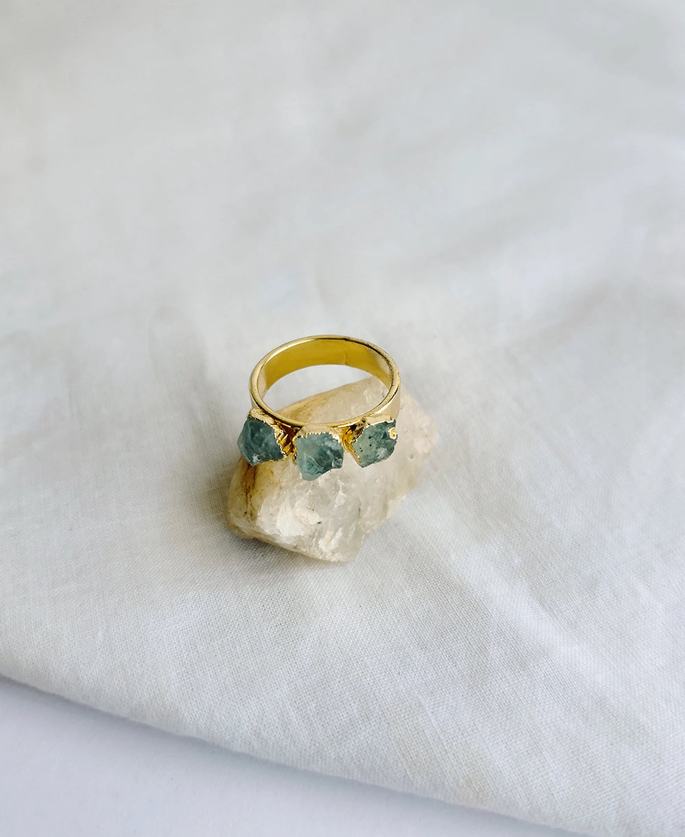 Aquamarine Twin Stone Ring