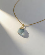 Sea Glass Aquamarine 18K Gold Plated Necklace