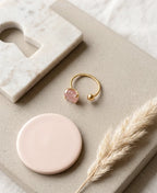 Rose Quartz Twisted Band Gold Ring