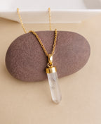 Minimal Clear Quartz Crystal Pendant Necklace