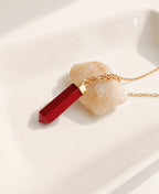 Red Carnelian Crystal Point Pendant Necklace
