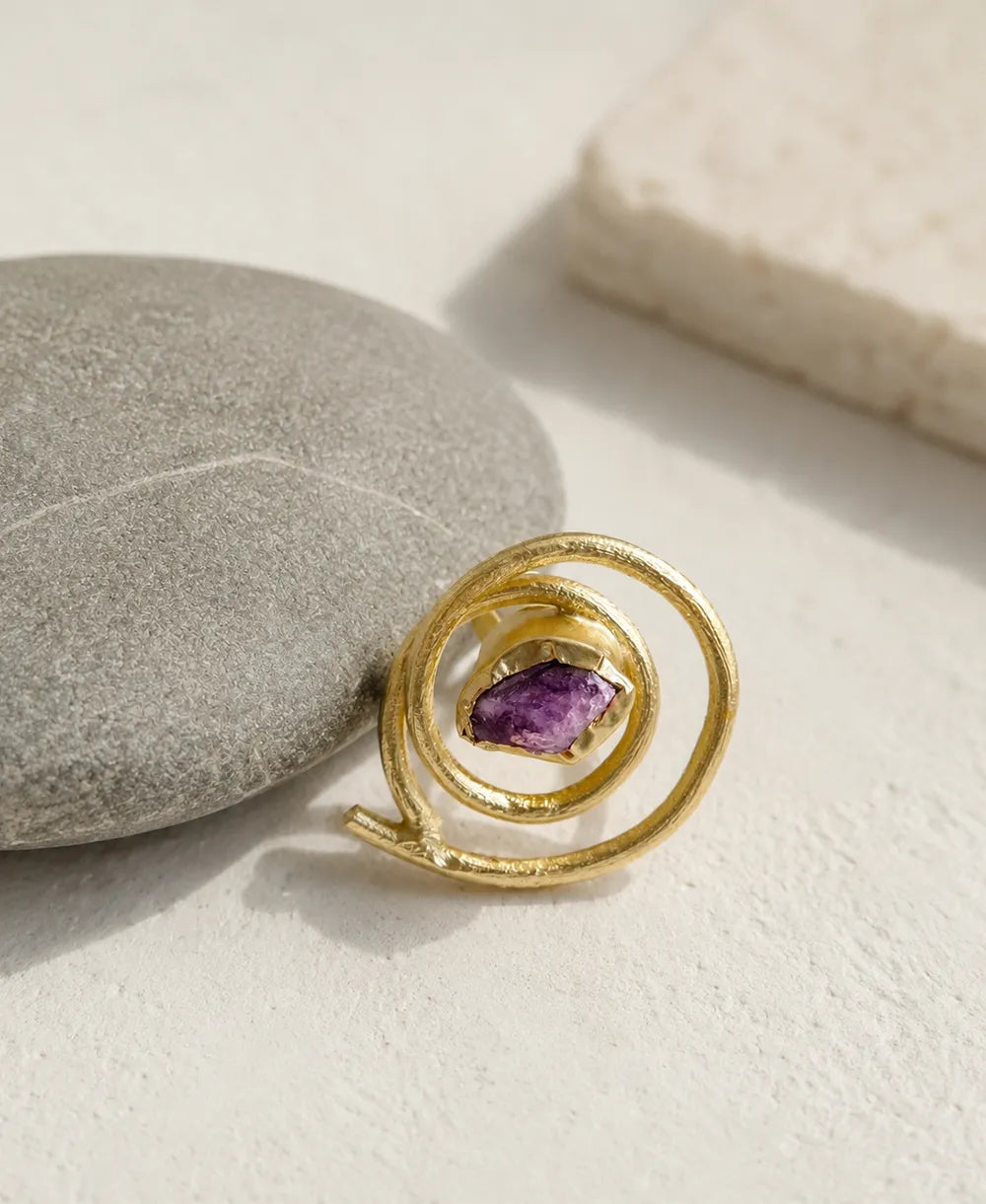 Amethyst Orbit Gold Ring