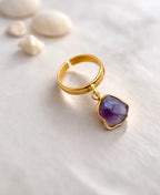 Mystic Aura Raw Amethyst Adjustable Ring
