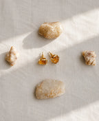 Sunlit Citrine Raw Gemstone Gold Stud Earrings