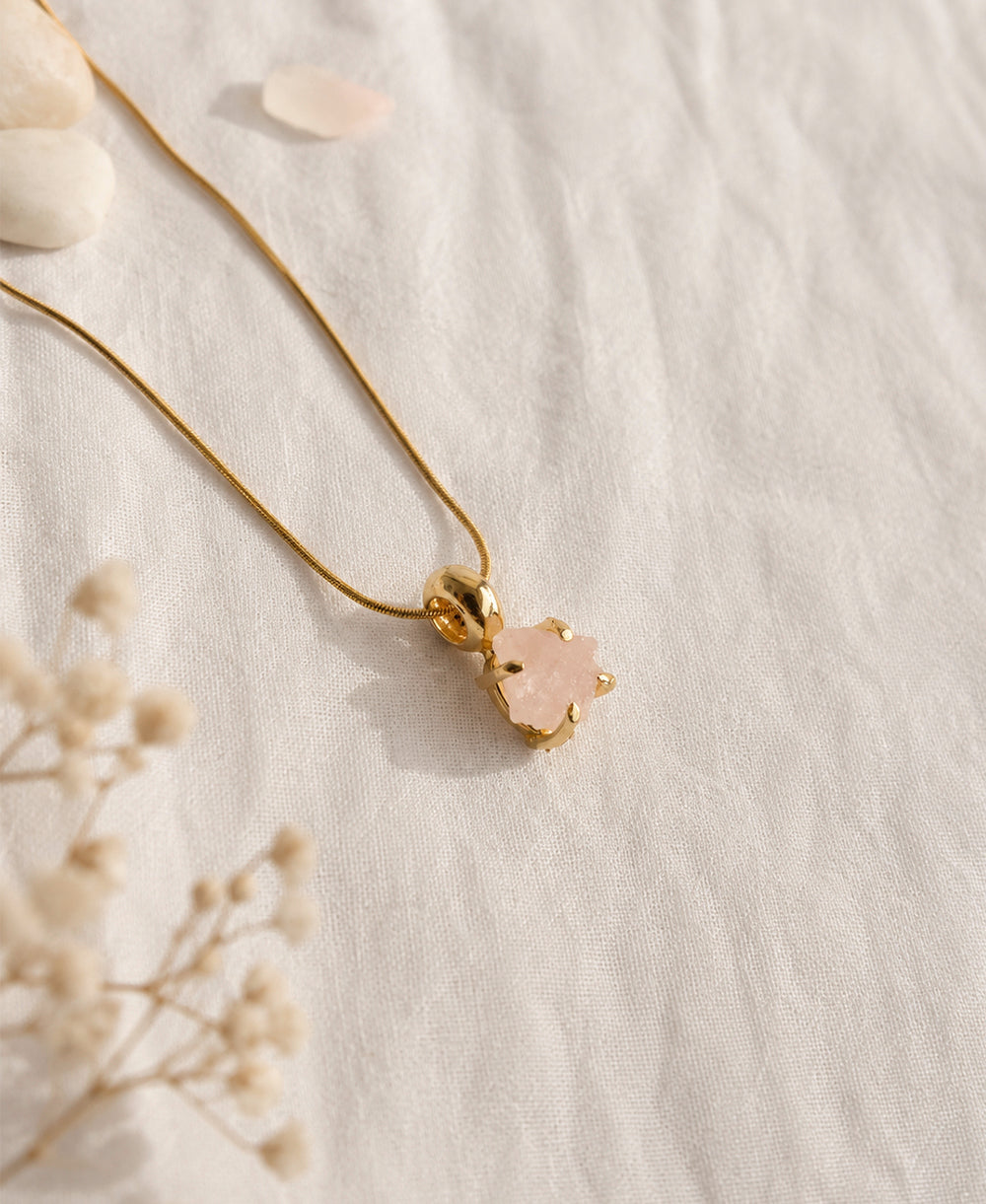 Blush Aura Rose Quartz 18K Gold Plated Necklace