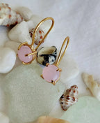 Minimal blush-pink gemstone earrings with gold-plated finish
