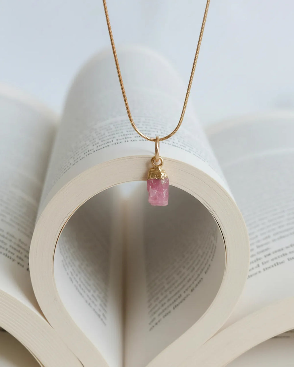 Pink Tourmaline Love Drop Gold Necklace