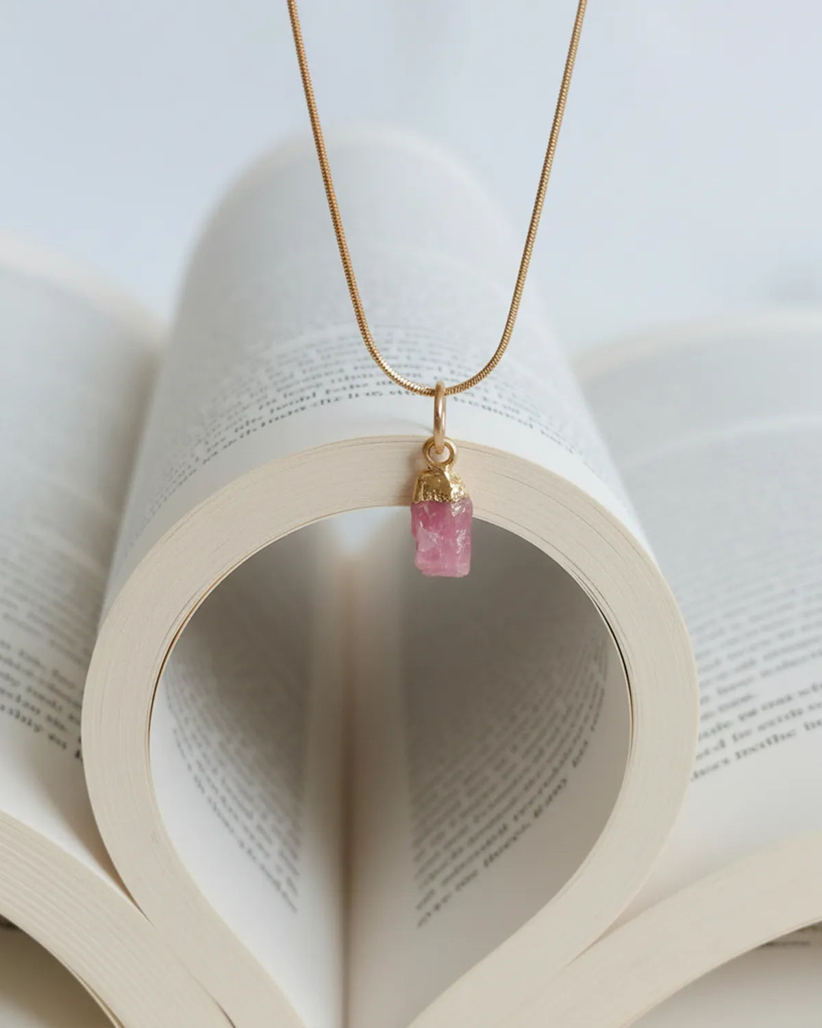 Pink Tourmaline Love Drop Gold Necklace