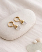 Clear Quartz Glow Drop Hoop Earrings