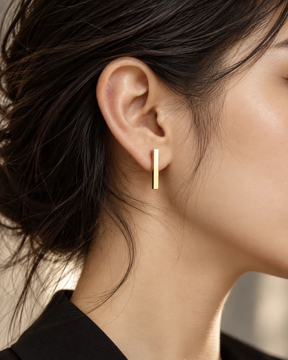 Brushed Gold Geometric Triangle Drop Earrings