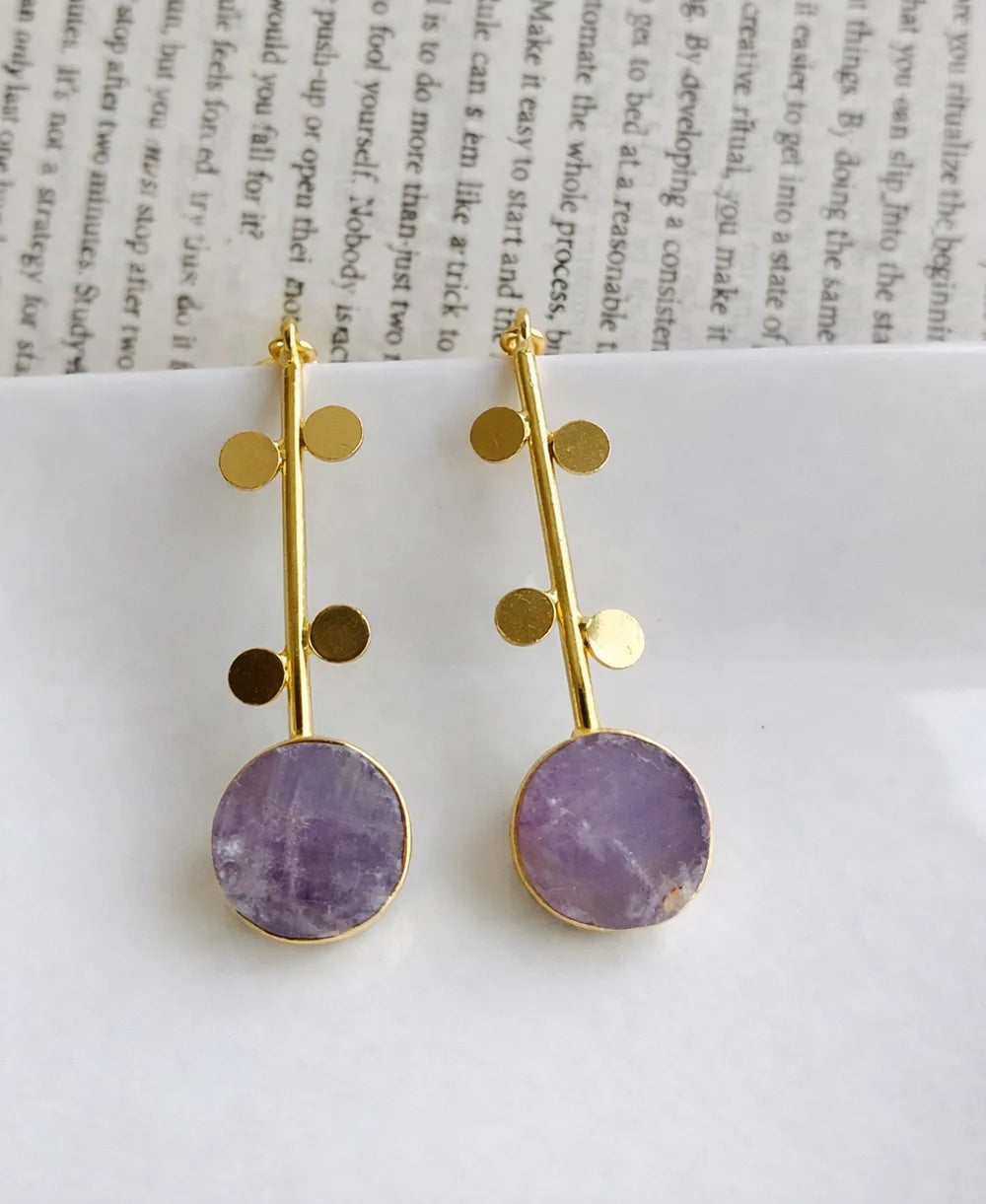 Gold-Plated Amethyst Statement Earrings
