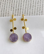 Gold-Plated Amethyst Statement Earrings