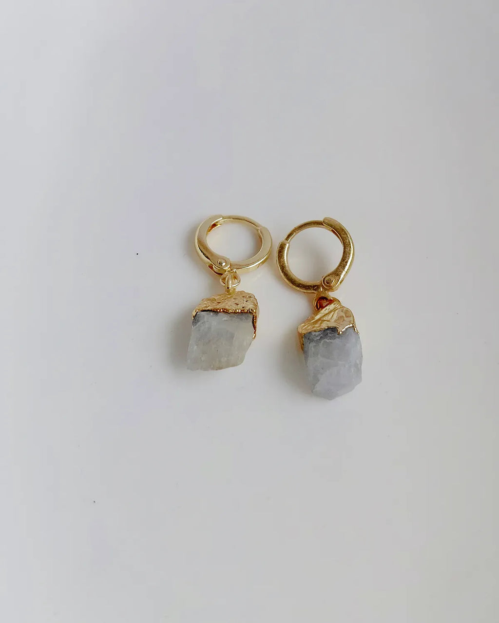 Natural Moonstone 18K gold-plated huggie earrings