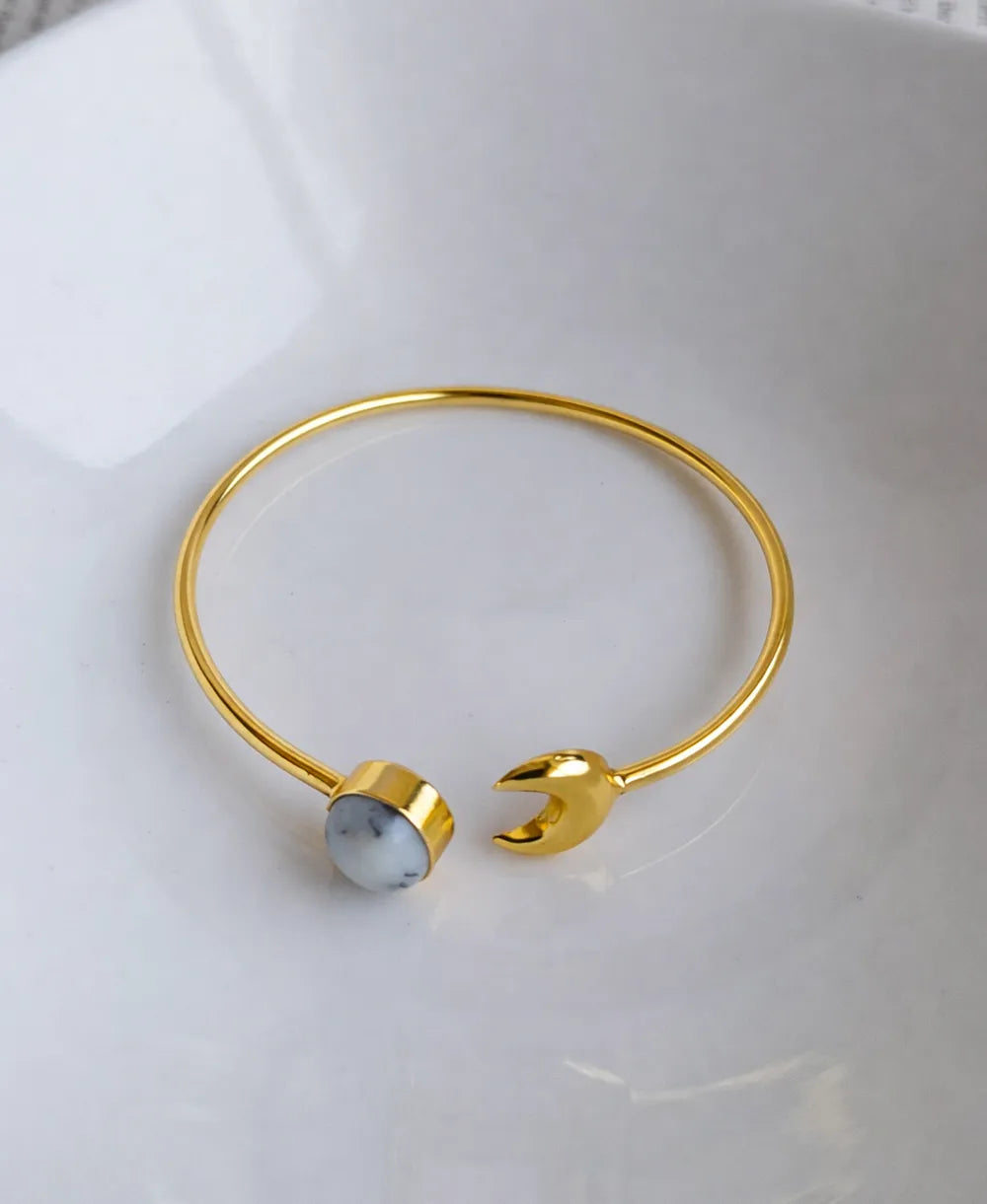 Howlite Moon Open Bangle