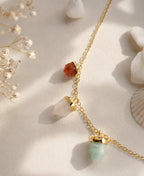 Multi Crystal Charm Gold Necklace