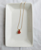 Natural Carnelian raw stone pendant necklace with 18K gold-plated chain