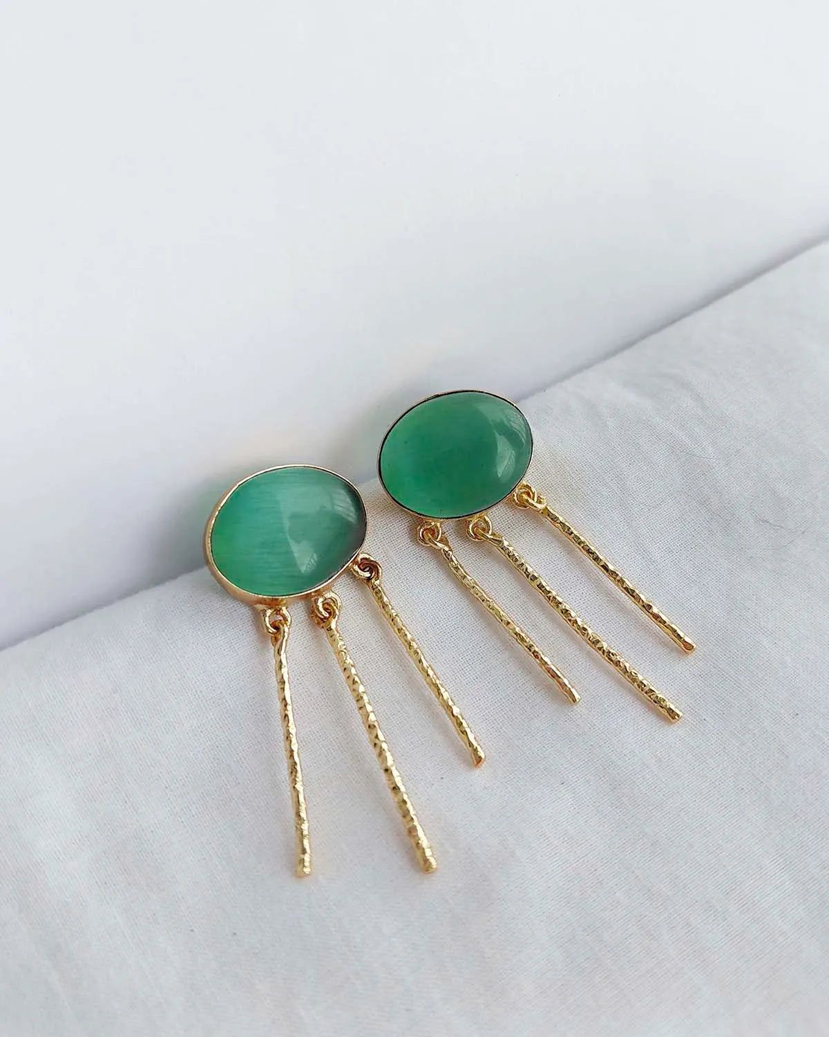 Green Aventurine Muse 18K Gold Plated Drop Earrings