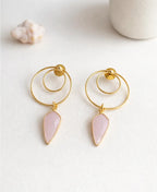 Rose Quartz Hoop Drop Earrings