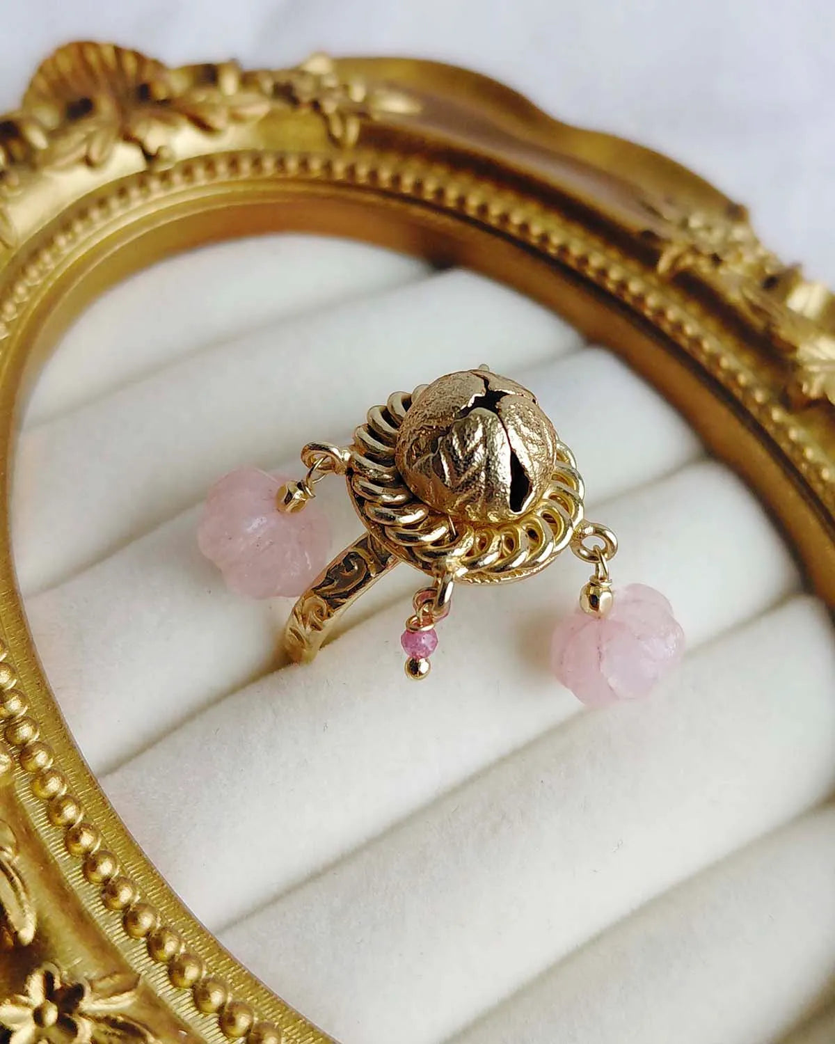 Rose Quartz Heirloom 18K Gold Plated Ring