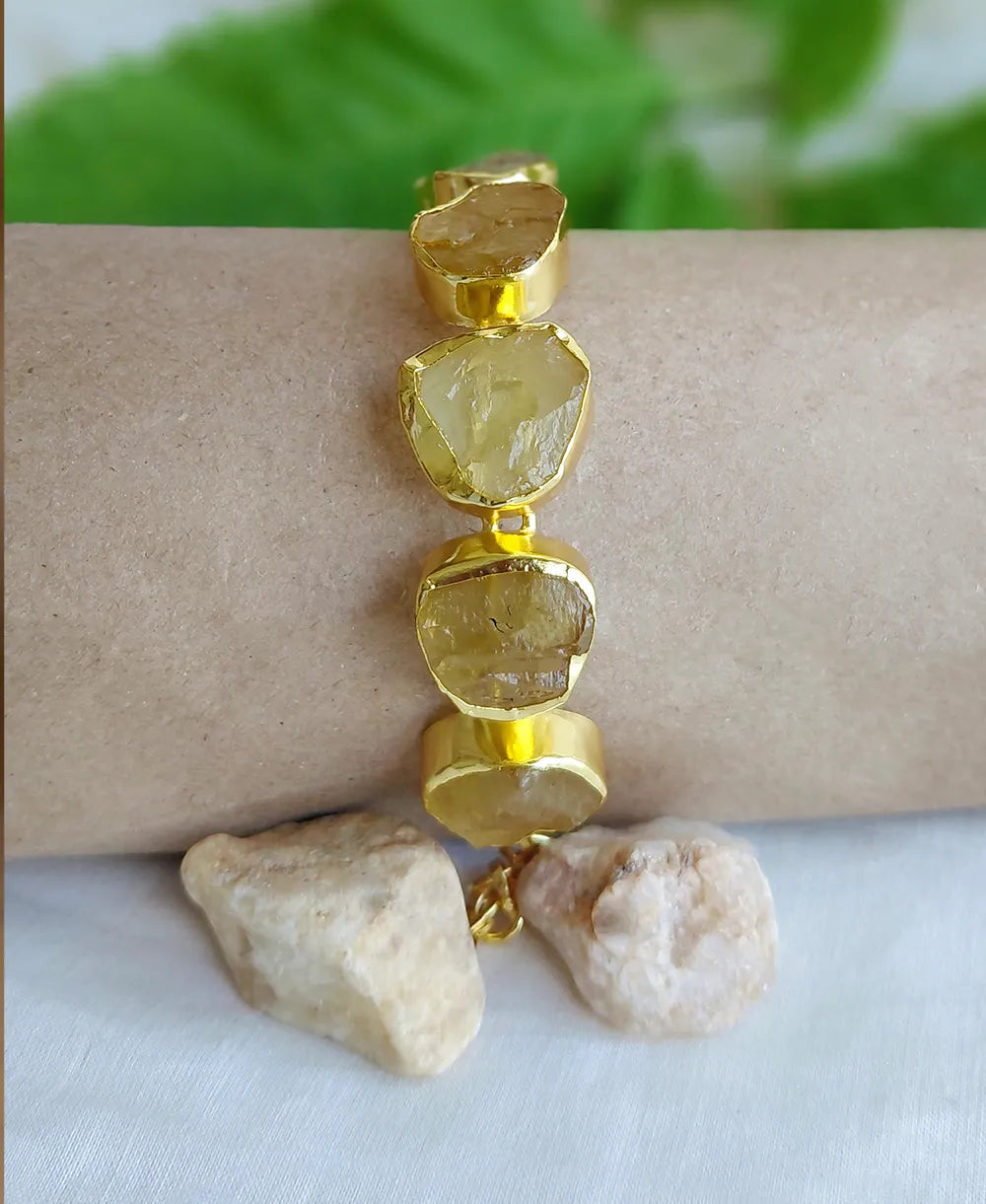 Golden Glow Raw Citrine Statement Bracelet