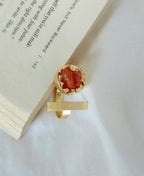 Solar Bar Carnelian 18K Gold Plated Ring