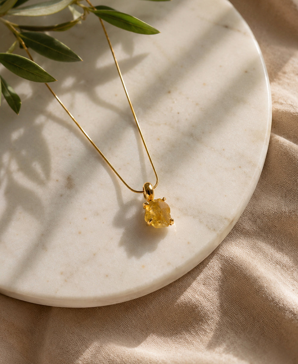 Golden Ray Citrine 18K Gold Plated Necklace