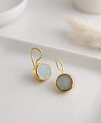 Natural Amazonite Round Drop Earrings