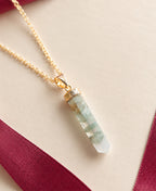 Elegant Green Fluorite Pencil Pendant Necklace
