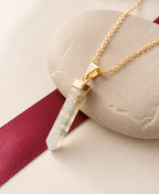 Elegant Green Fluorite Pencil Pendant Necklace