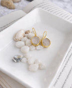 Minimal Rose Quartz Gold Drop Earrings