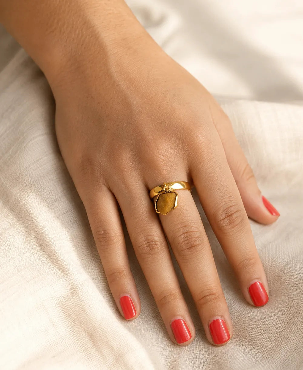 November Birthstone Citrine Adjustable Ring