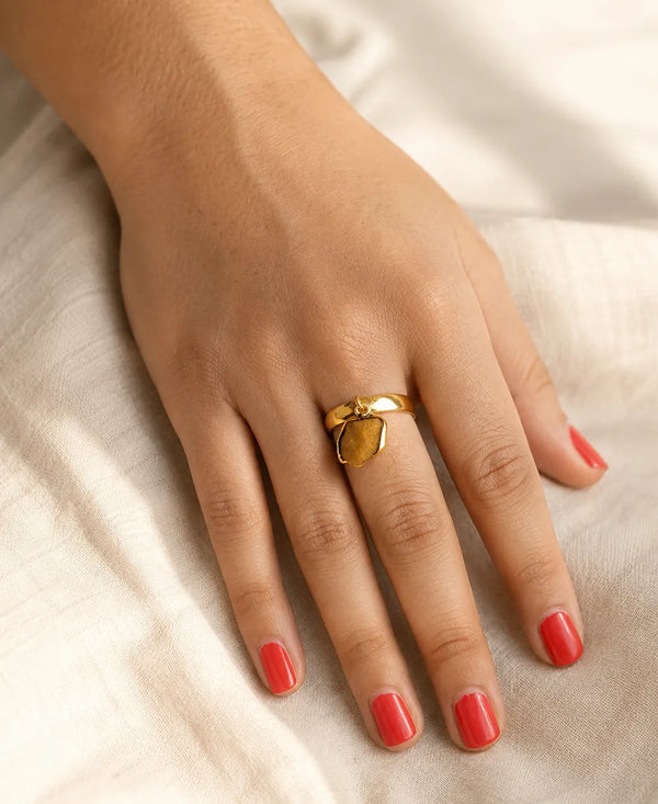 November Birthstone Citrine Adjustable Ring