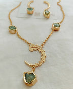 Natural green gemstone gold-plated celestial jewellery set