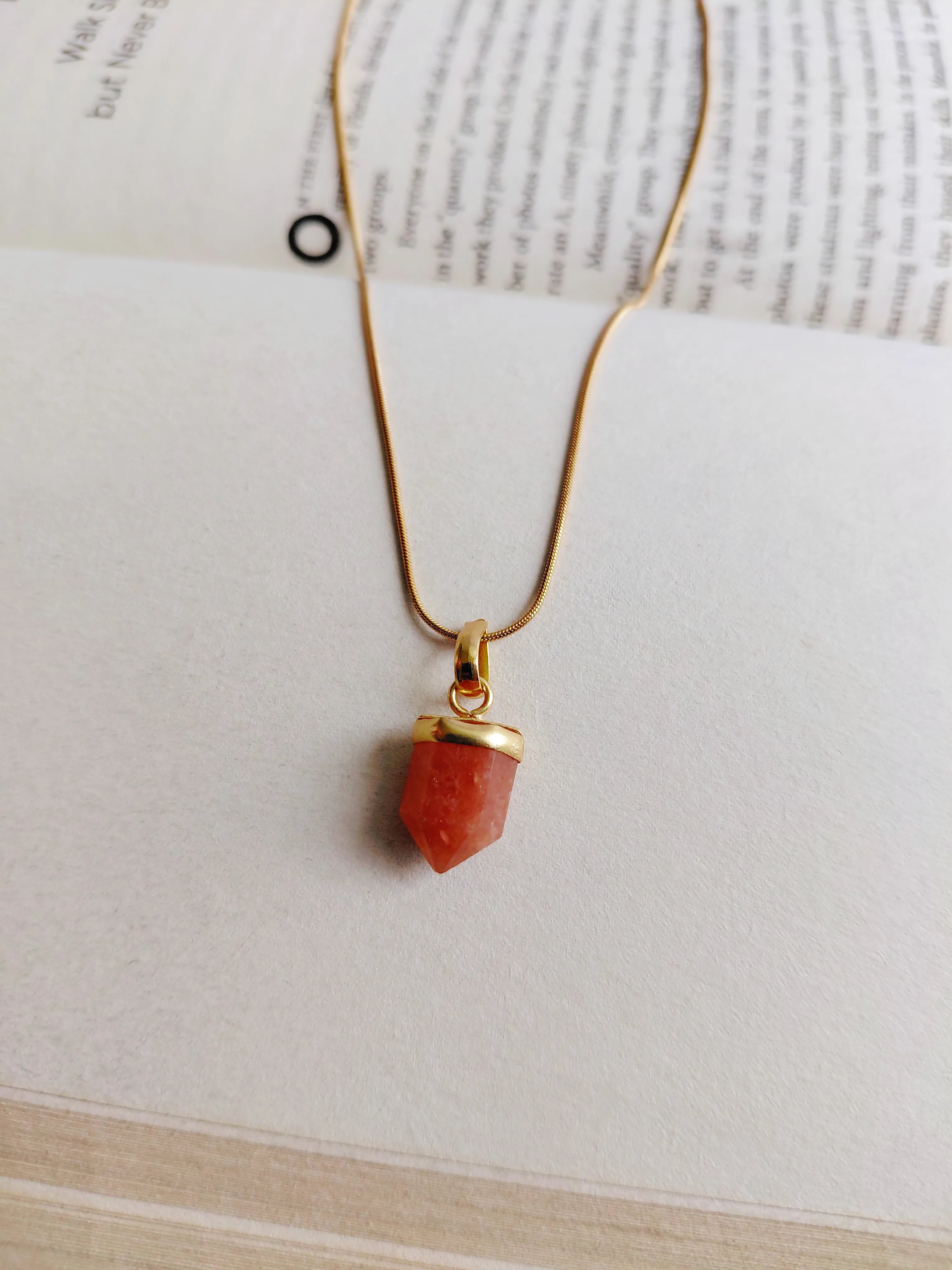 Natural orange Carnelian necklace for women