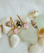 Natural pink Rose Quartz gemstone drop earrings