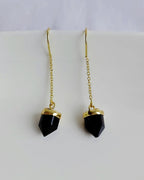 Noir Aura Black Tourmaline threader earrings