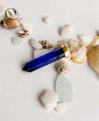 Cobalt Tide Crystal Gold Necklace