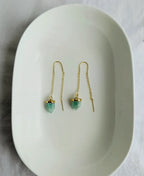 Ocean Crystal Threader Earrings with aqua gemstone and gold chain design