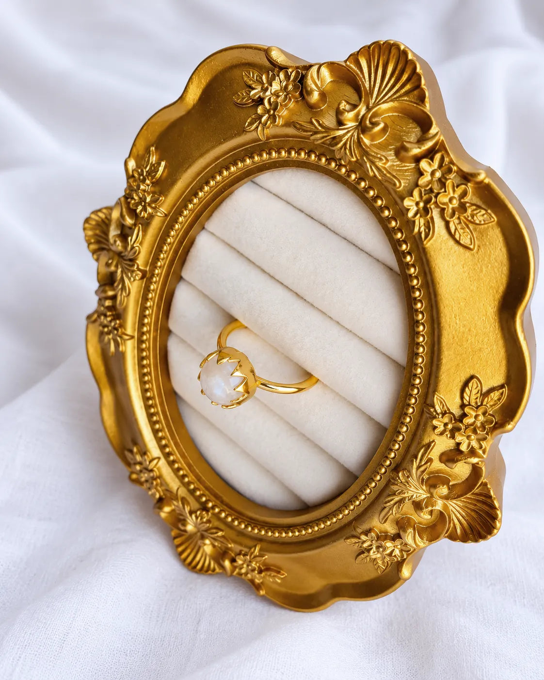 Moonstone 18K Gold Plated Statement Ring