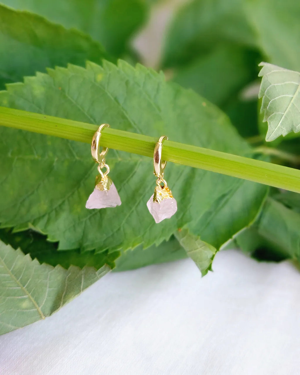 Petal Quartz 18K Gold-Plated Huggie Earrings