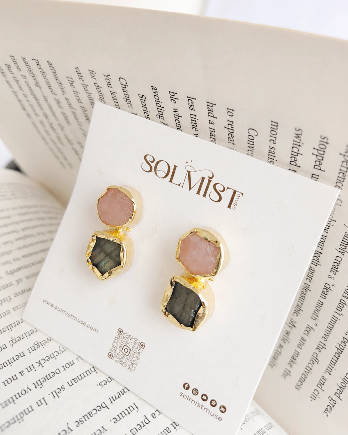 Rose Quartz & Labradorite Harmony Drop Earrings