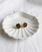 Raw Black Druzy Gold Stud Earrings