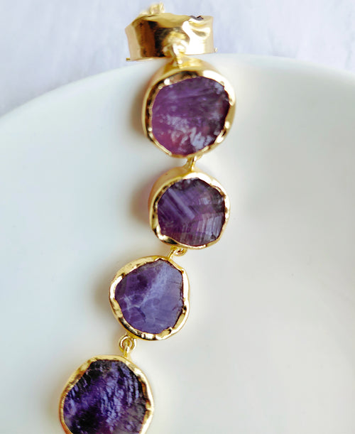 Amethyst Multi Stone Link Gold Bracelet